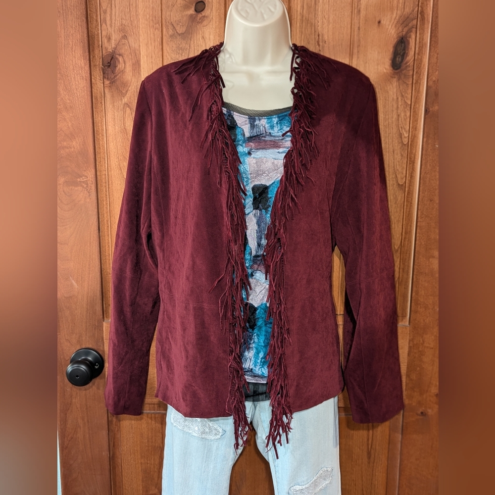 Norton McNaughton Burgundy Fringe Jacket‎